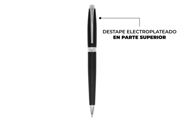Bolígrafo "MILOS" Metálico Engomado – Tinta Negra - Imagen 2